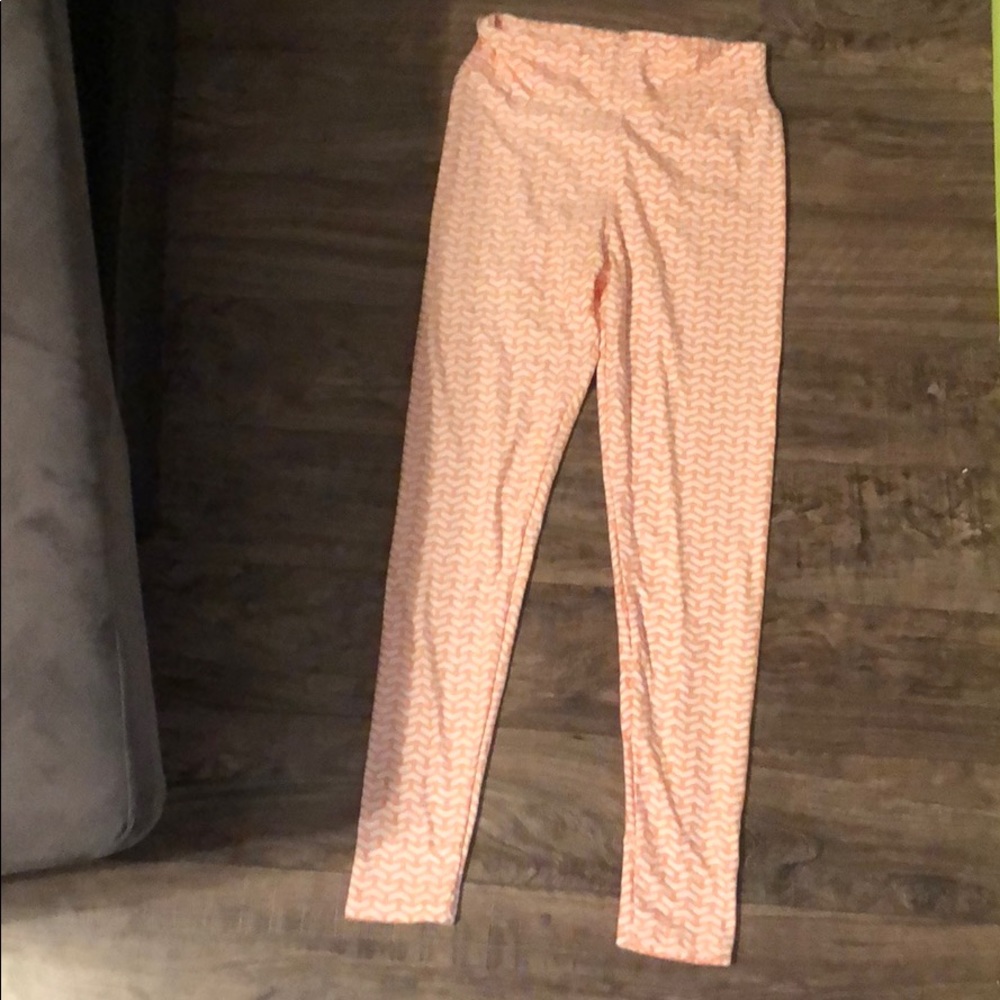 Leggings peachy pink and white